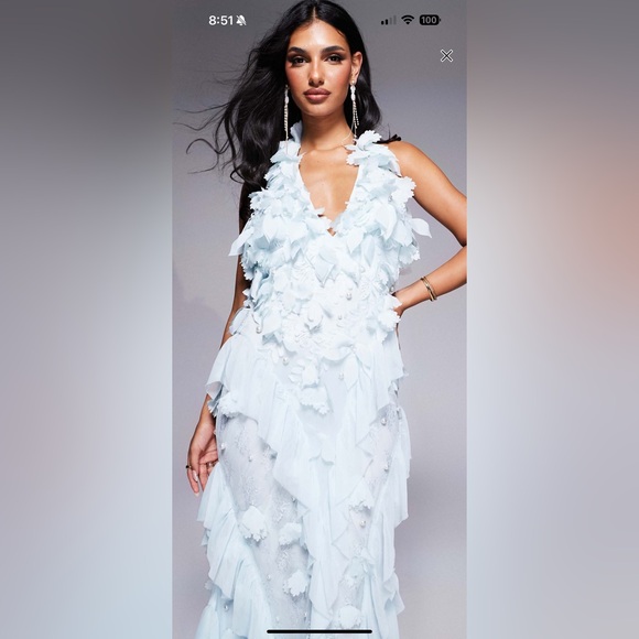 ASOS Pastel Blue Halter Neck Maxi Dress! - Picture 3 of 5